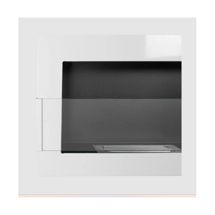 Biocheminée murale avec vitre 650x400 blanc brillant