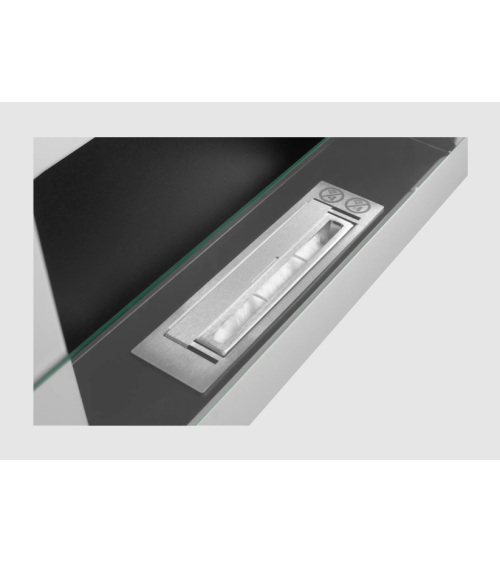 Bio-lareira suspensa com vidro 650x400 branco brilhante