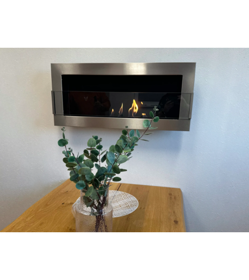 Biocamino sospeso con vetro 900x400 Inox