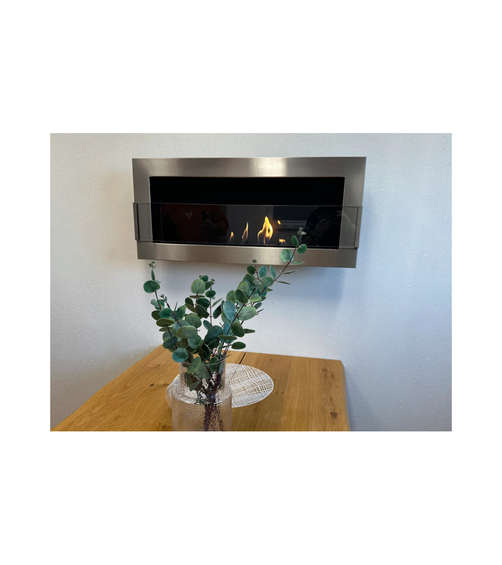 Biocamino sospeso con vetro 900x400 Inox