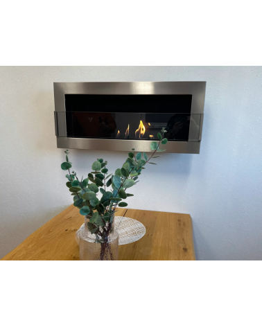 Bio-lareira suspensa com vidro 900x400 Inox