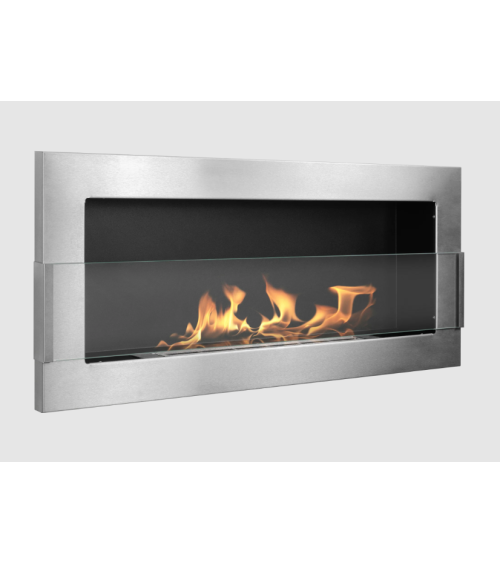 Biochimenea de pared con cristal 900x400 Inox