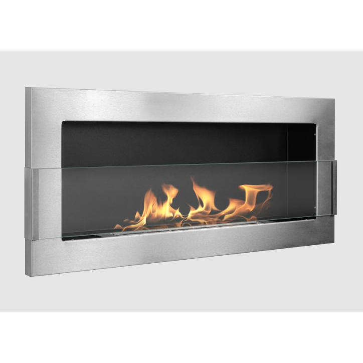 Biocheminée murale avec vitre 900x400 Inox