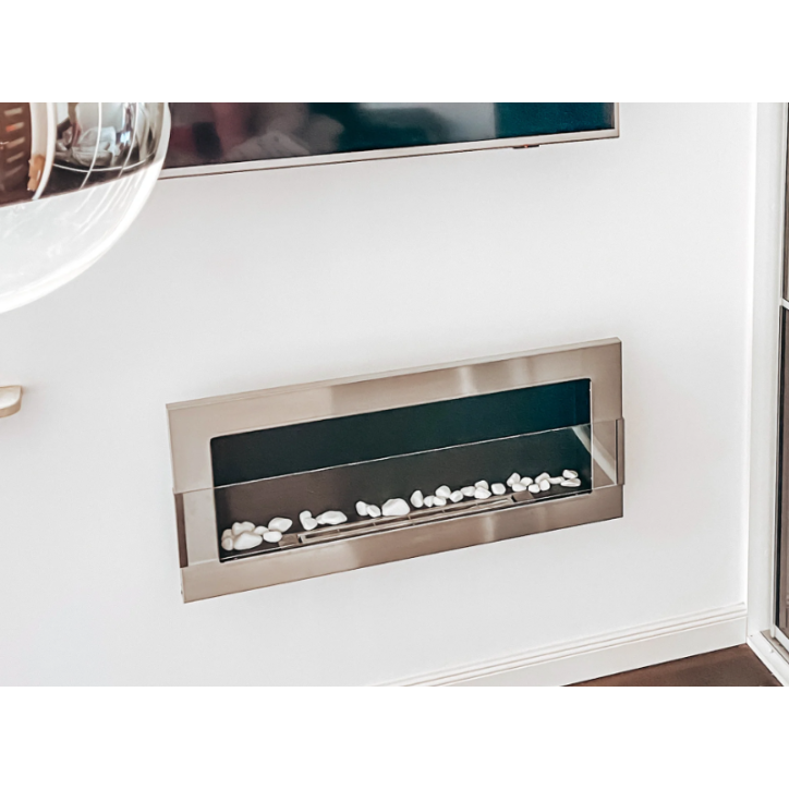 Biocamino sospeso con vetro 900x400 Inox Biocamino sospeso con vetro 900x400 Inox