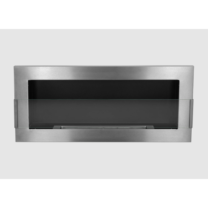 Biocheminée murale avec vitre 900x400 Inox