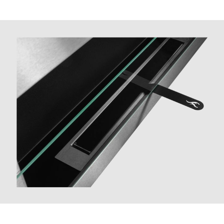 Bio-lareira suspensa com vidro 900x400 Inox