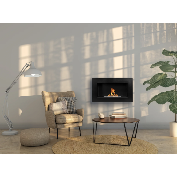 Biochimenea de pared 650x400 Box negro estructurado mate