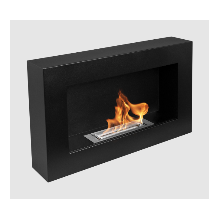 Biocheminée murale 650x400 Box noir structuré mat
