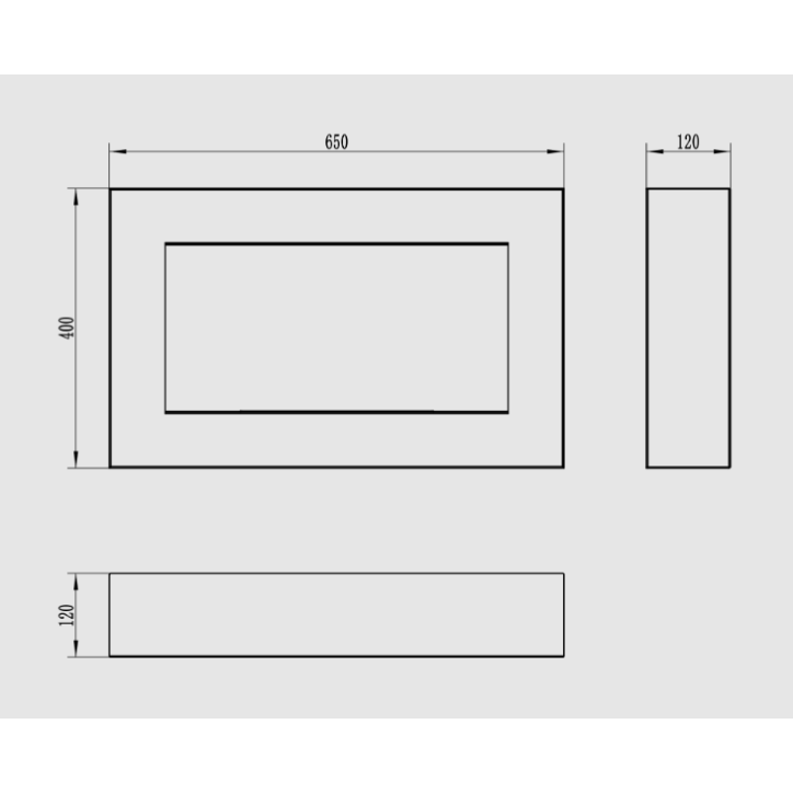 Biocheminée murale 650x400 Box noir structuré mat
