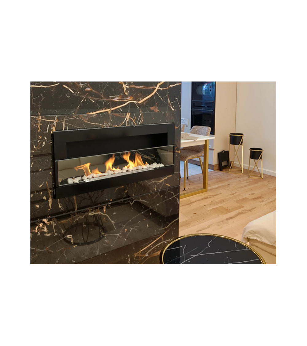 Biochaminé de parede com vidro 900x400 preto brilhante