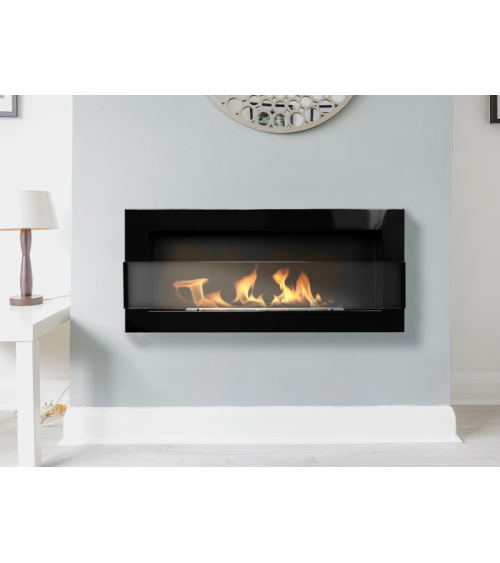 Biochaminé de parede com vidro 900x400 preto brilhante