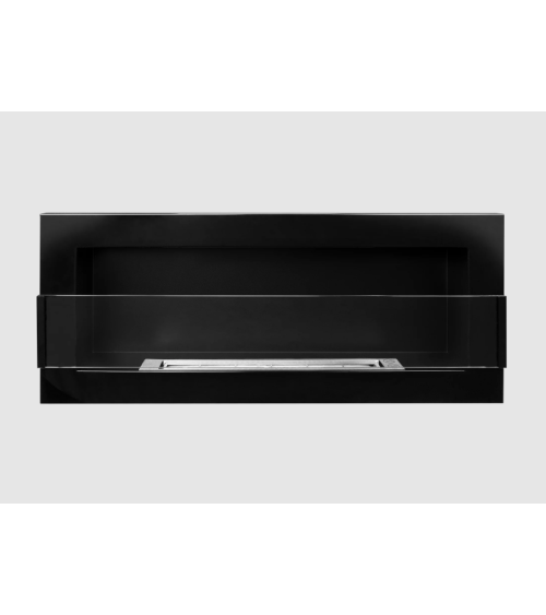 Biochimenea de pared con cristal 900x400 negro brillo