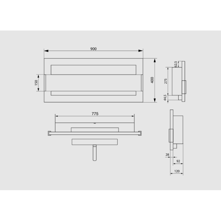 Biochaminé de parede com vidro 900x400 preto brilhante Biochaminé de parede com vidro 900x400 preto brilhante