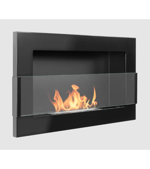 Biocamino sospeso con vetro 650x400 nero lucido
