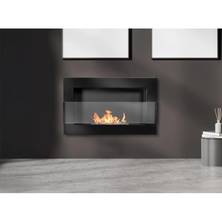 Biocamino sospeso con vetro 650x400 nero lucido