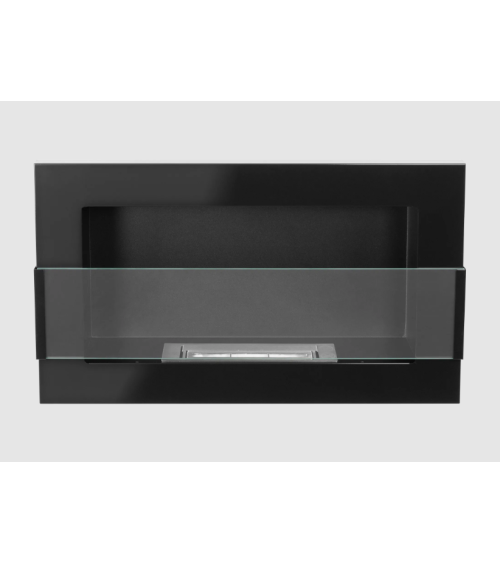 Bio lareira suspensa com vidro 650x400 preto brilhante