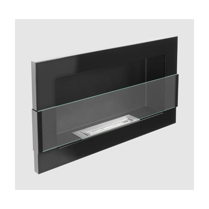 Biocamino sospeso con vetro 650x400 nero lucido