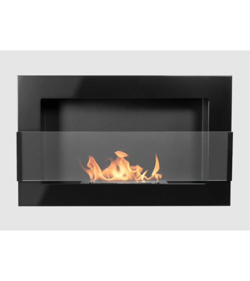 Bio lareira suspensa com vidro 650x400 preto brilhante