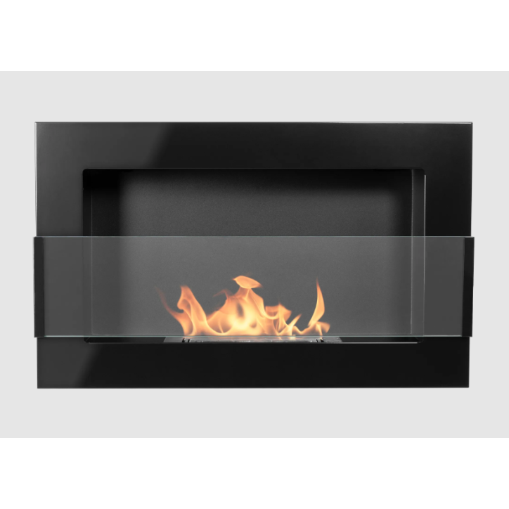 Biochimenea colgante con cristal 650x400 negro brillante