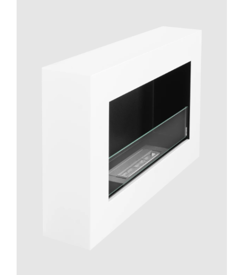 Biocheminée murale suspendue avec vitre 650x400 Box blanc mat structuré