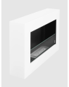 Bio lareira suspensa com vidro 650x400 Box branco mate texturizado