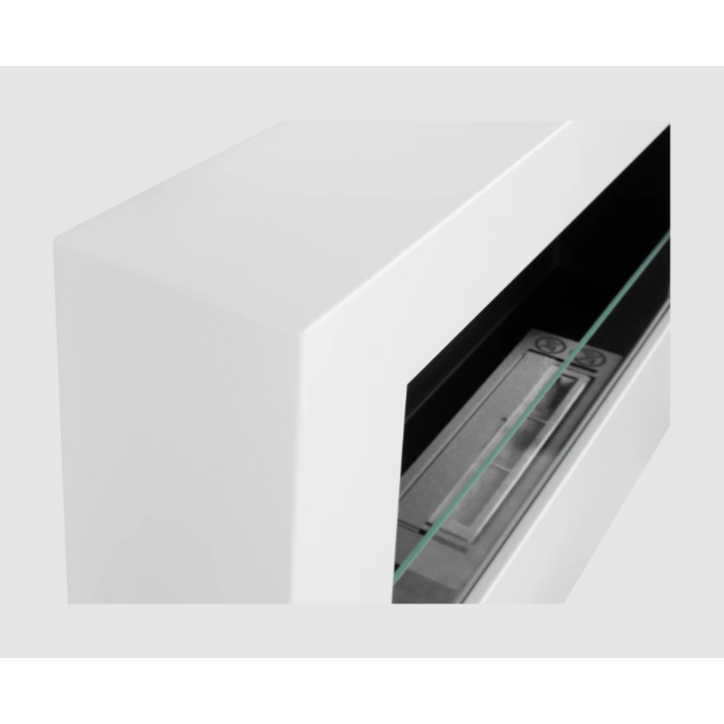 Biocheminée murale suspendue avec vitre 650x400 Box blanc mat structuré