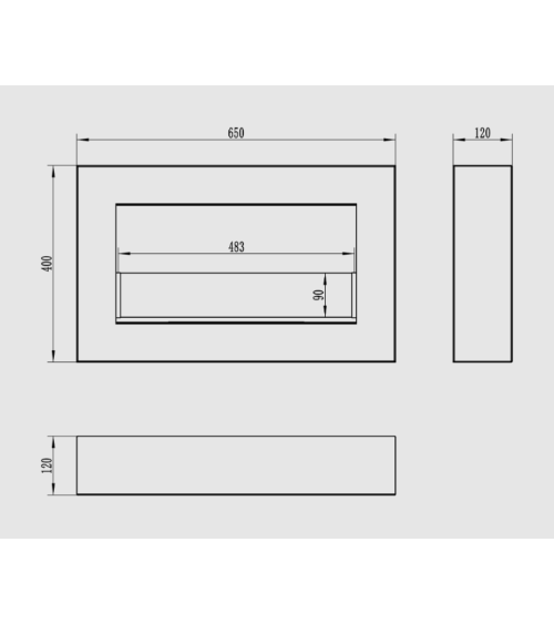 Biocamino sospeso con vetro 650x400 Box bianco opaco strutturato