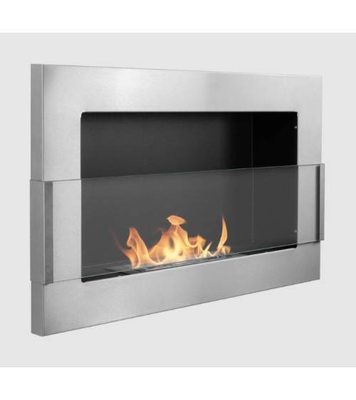 Bio-lareira de parede suspensa com vidro 650x400 inox