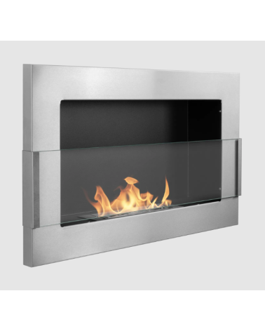 Bio-lareira de parede suspensa com vidro 650x400 inox