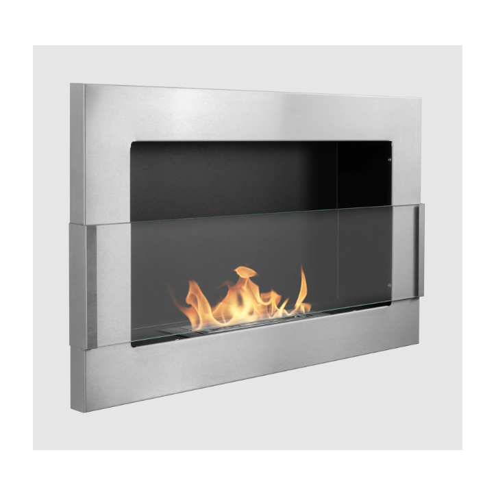 Biocamino sospeso con vetro 650x400 inox Biocamino sospeso con vetro 650x400 inox