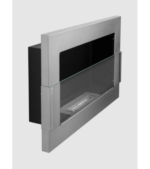 Biocheminée murale suspendue avec vitre 650x400 inox