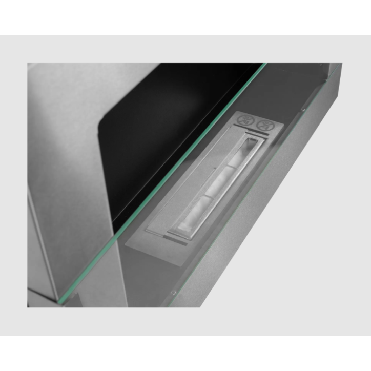 Biocheminée murale suspendue avec vitre 650x400 inox