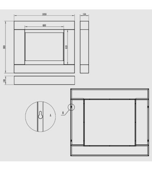 Biolareira portal Asne preto mate 105 x 90 cm