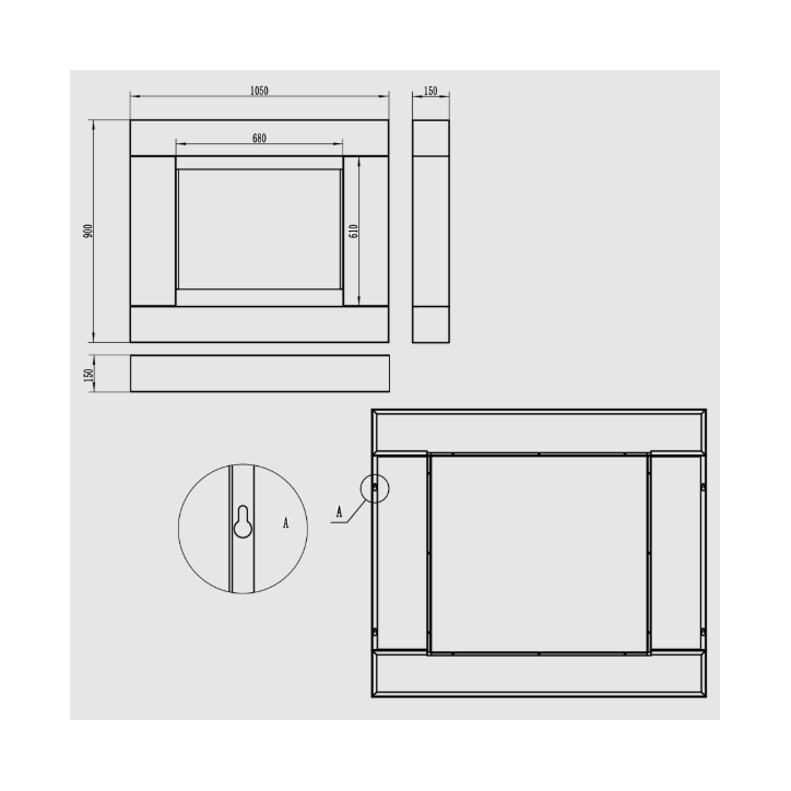 Biochimenea portal Asne negro mate 105 x 90 cm