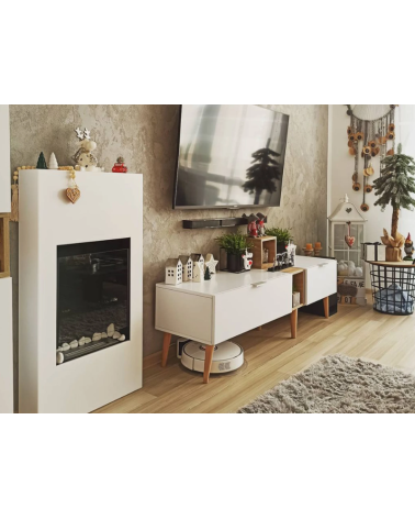 Biochimenea portal Modern blanco mate con cristal