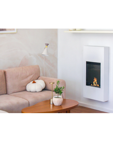 Biochimenea portal Modern blanco mate con cristal
