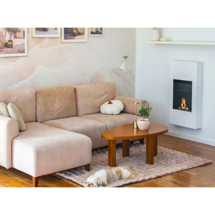Biochimenea portal Modern blanco mate con cristal