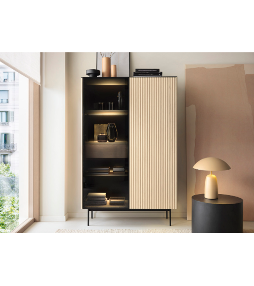 Vitrina ORTA WTSZ107 – Cachemira y Roble Vicenza con iluminación LED
