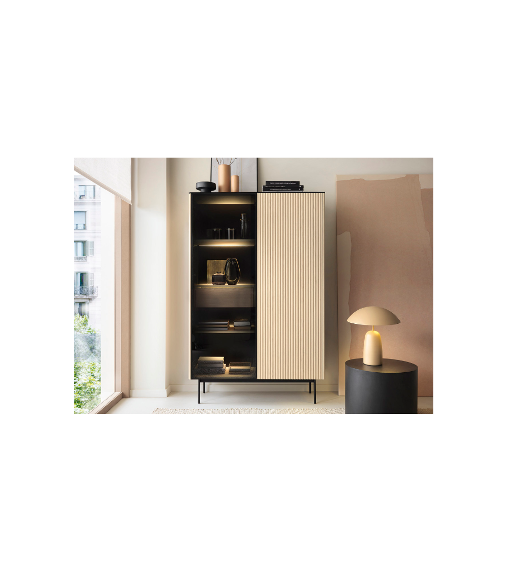 Vitrine ORTA WTSZ107 – Cachemire et Chêne Vicenza avec éclairage LED
