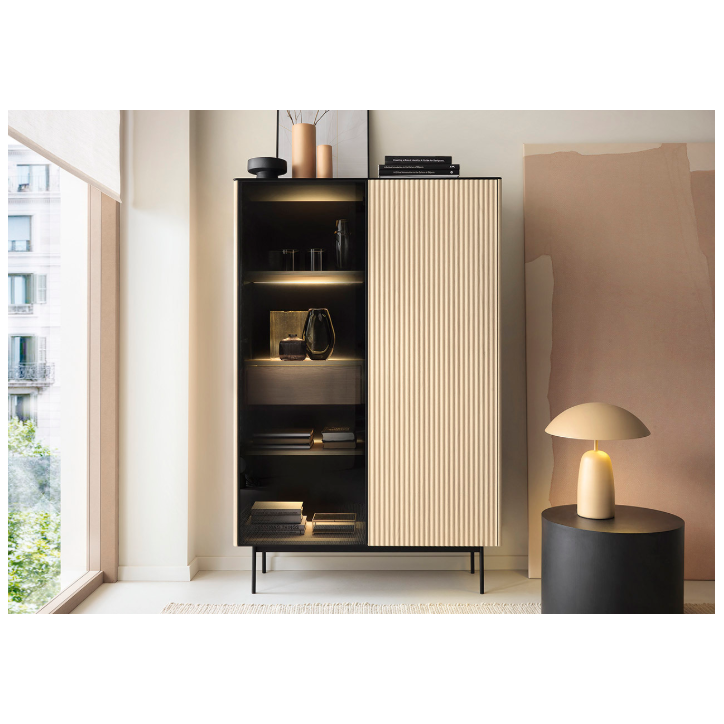 Vitrine ORTA WTSZ107 – Cachemire et Chêne Vicenza avec éclairage LED Vitrine ORTA WTSZ107 – Cachemire et Chêne Vicenza avec éclairage LED
