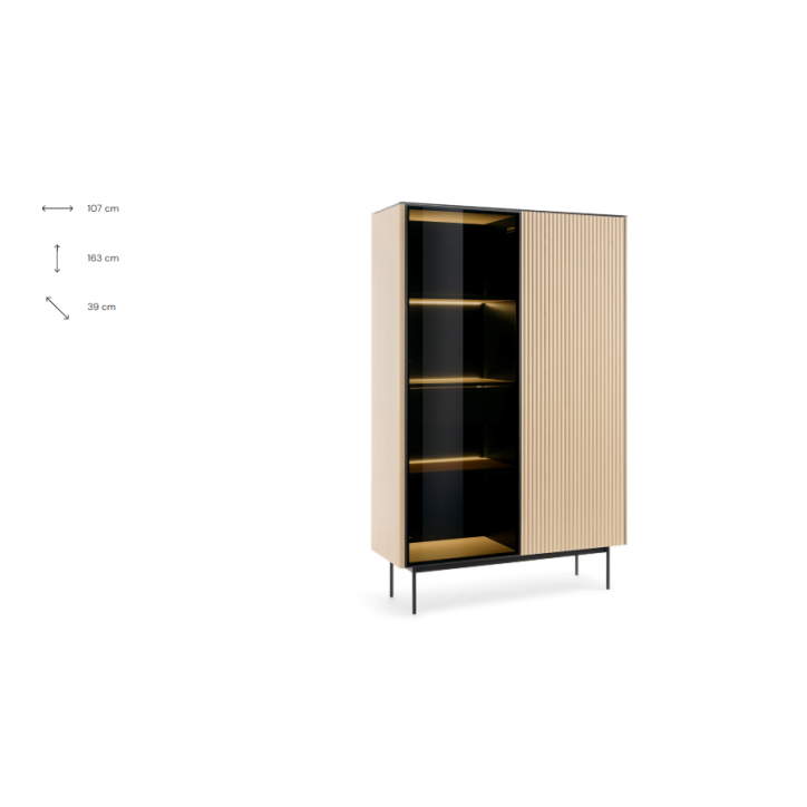 Vitrine ORTA WTSZ107 – Cashmere e Carvalho Vicenza com iluminação LED Vitrine ORTA WTSZ107 – Cashmere e Carvalho Vicenza com iluminação LED