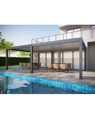 Pérgola bioclimática Patrice II - 8x3m de aluminio con 4 toldos