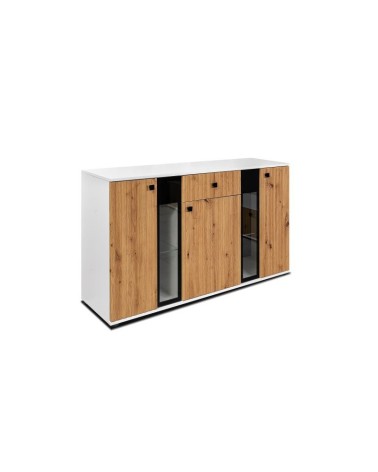 Buffet CALI 140 cm chêne blanc et noir
