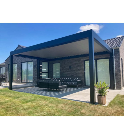 Pergola Jane 4x4 m in aluminium – met 3 zijschermen
