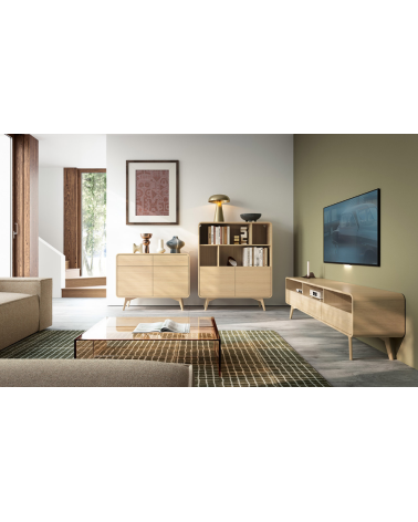 Conjunto de móveis para TV HELION – Cor Carvalho Vicenza