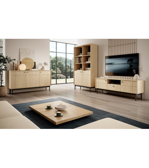 Conjunto de muebles para TV JAPANDI – Color Roble Linea