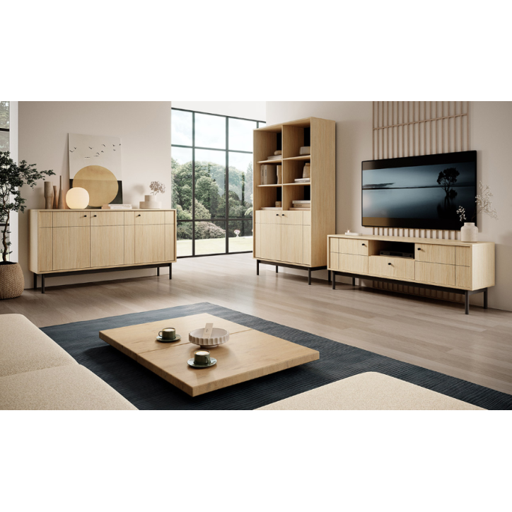 Ensemble meuble TV JAPANDI Chêne Linea