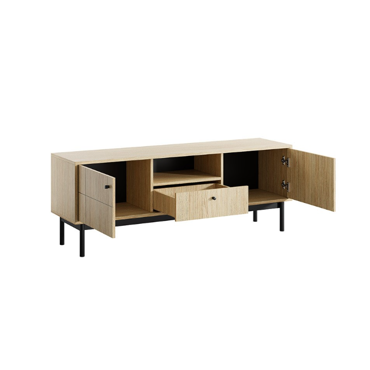 Conjunto de móveis para TV JAPANDI – Cor Carvalho Linea