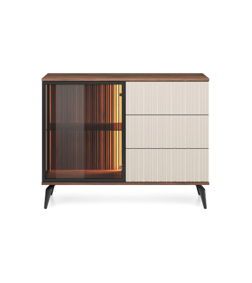 Ensemble meuble TV VICI couleur Cachemire / Noyer Warmia