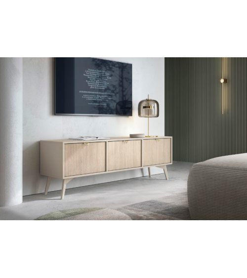 Conjunto de móveis para TV FOREST – Cor Espinha de Peixe Scandi / Bege